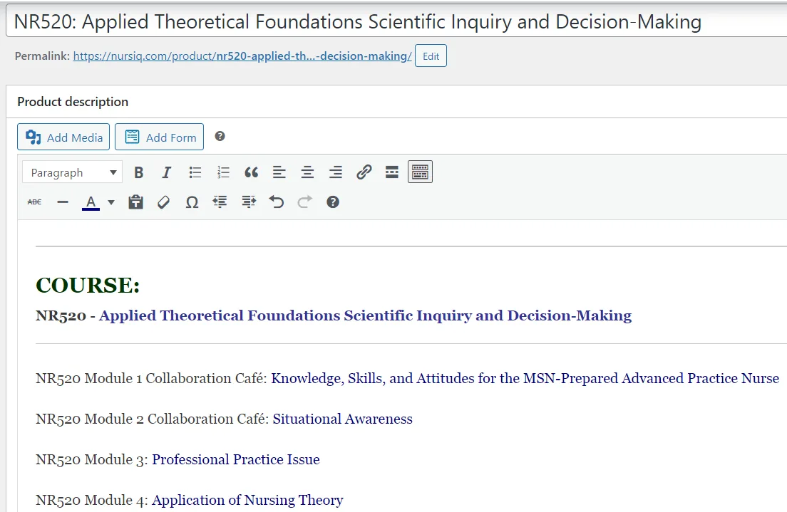 NR520: Applied Theoretical Foundations Scientific Inquiry and Decision-Making