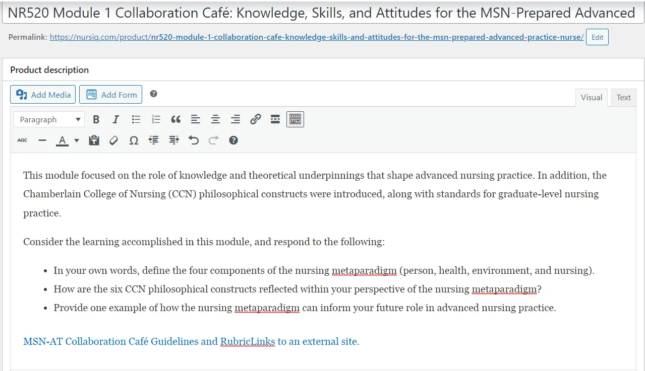 NR520 Module 1 Collaboration Café: Knowledge, Skills, and Attitudes for the MSN-Prepared Advanced Practice Nurse