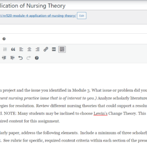 NR520 Module 4: Application of Nursing Theory