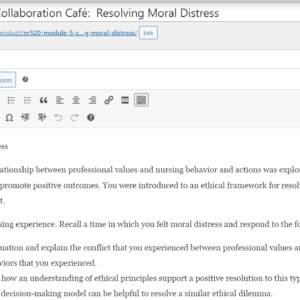 NR520 Module 5 Collaboration Café: Resolving Moral Distress