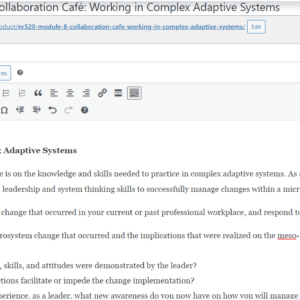 NR520 Module 8 Collaboration Café: Working in Complex Adaptive Systems