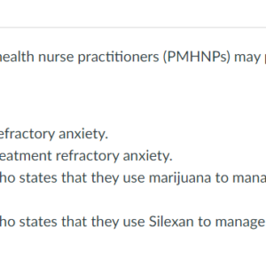 NR547 Week 2 Collaboration Café: Treatment of Anxiety