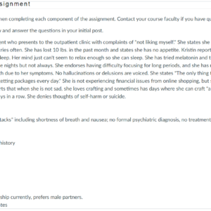 NR547 Week 5 Discussion: Case Study