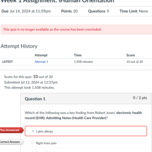 NR305 Week 1 Assignment: iHuman Orientation