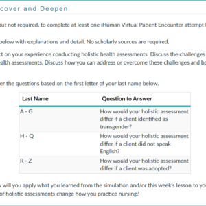 NR305 Week 2 Week 2 Debriefing: Shane Peterson i-Human Virtual Patient Encounter