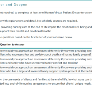 NR305 Week 7 Discussion: Anthony James iHuman Virtual Patient Encounter Debriefing
