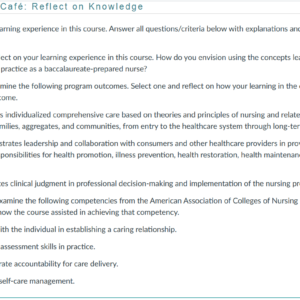 NR305 Week 8 Collaboration Café: Reflection