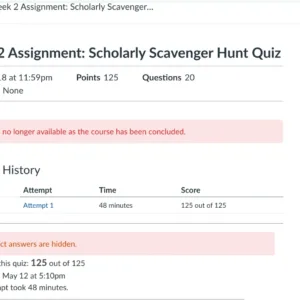 NR351 Week 2 Assignment: Scholarly Scavenger Hunt Quiz
