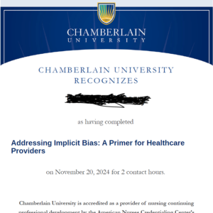 NR351 Week 3 Assignment: Implicit Bias Training