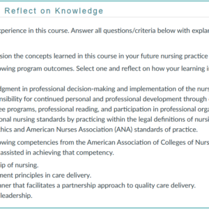 NR351 Week 8 Collaboration Café: Reflect on Knowledge