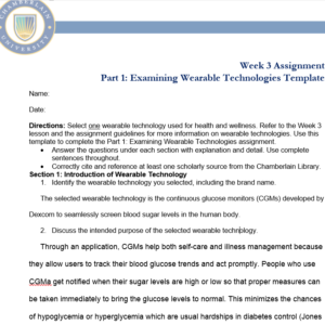 NR361 Week 3 Assignment: Part 1 - Examining Wearable Technologies