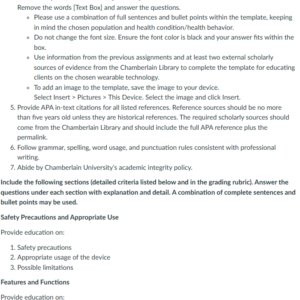 NR361 Week 6 Assignment: Educating Clients on Wearable Technologies