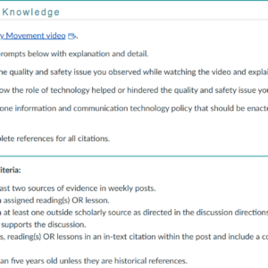 NR361 Week 7 Discussion: Quality and Safety in Healthcare Informatics