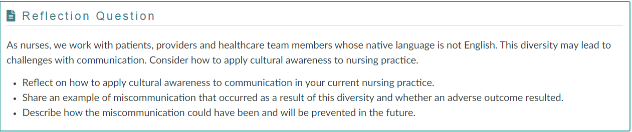 NR394 Week 2 Discussion: Reflection on Cultural Awareness