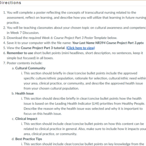 NR394 Week 6 Assignment: Course Project Part 3 Topic Poster