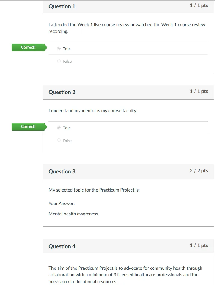 NR436 Week 2: Practicum Mentorship and Project Check-In