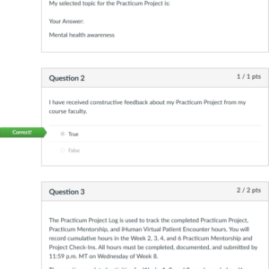 NR436 Week 3 Check-In: Practicum Mentorship and Project