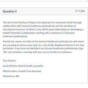 NR436 Week 4: Practicum Mentorship and Project Check-In