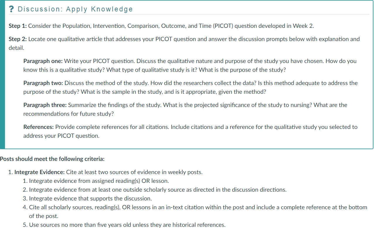 NR439 Week 3 Discussion: Qualitative Research