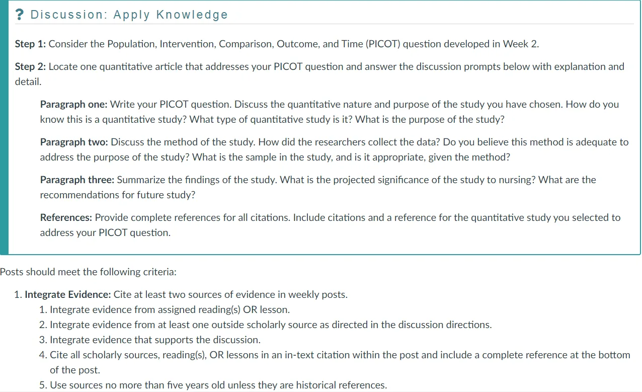 NR439 Week 4 Discussion: Quantitative Research