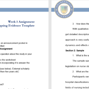 NR439 Week 5: Critiquing Evidence Assignment