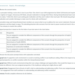 NR447 Week 3 Discussion: Conflict Resolution