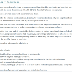 NR447 Week 7 Discussion: Advocacy