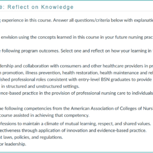 NR447 Week 8 Collaboration Café: Graded Reflection