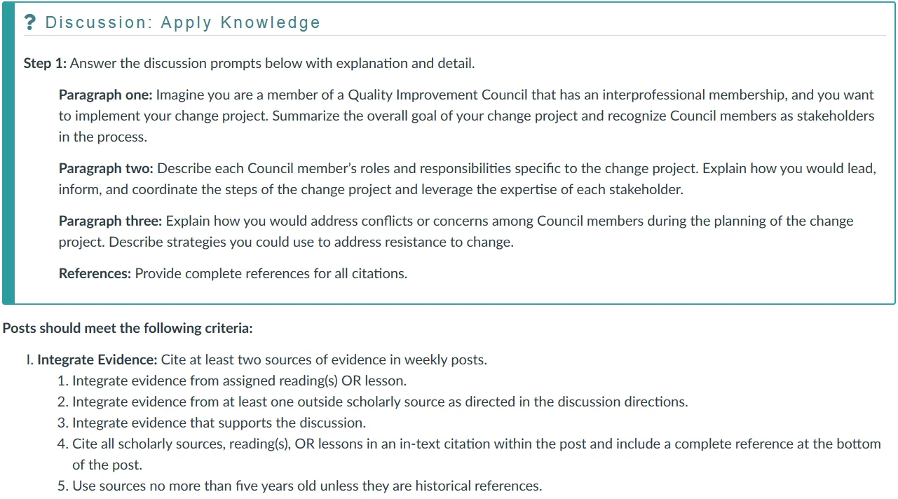 NR451 Week 5 Discussion: Interprofessional Partnerships