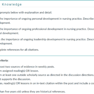 NR451 Week 7 Discussion: Personal, Professional, and Leadership Development