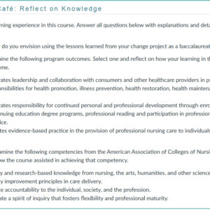 NR451 Week 8 Collaboration Café: Reflect on Knowledge