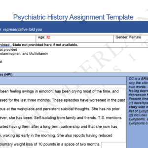 NR548 Week 4: Psychiatric History Assignment Video and Documentation