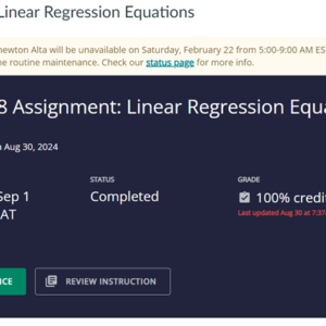 MATH225N Week 8: Linear Regression Equations