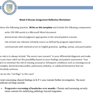 NR509 Week 6: i-Human Virtual Patient Encounter Kathleen Parks