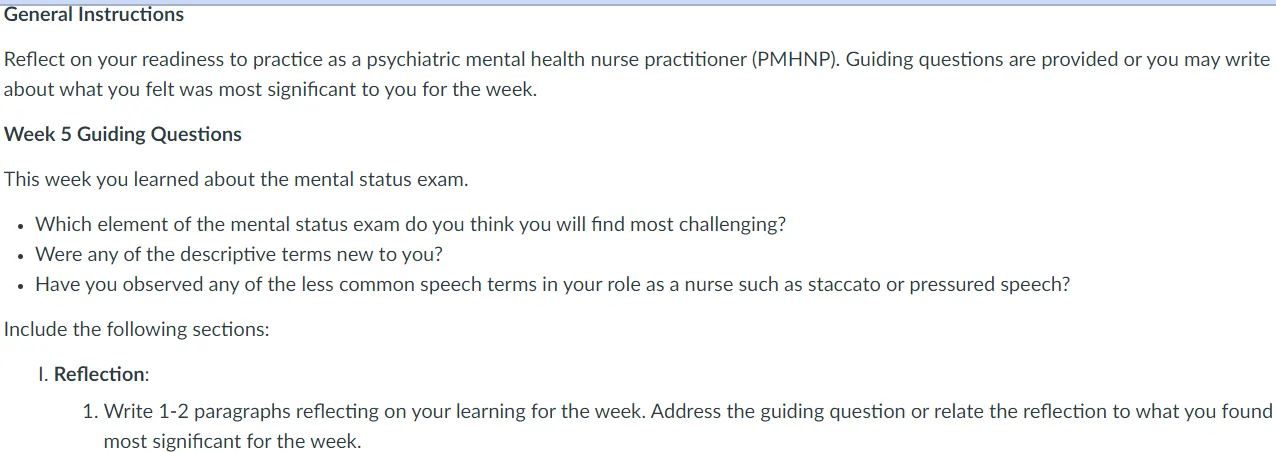 NR548 Week 5 Reflection on Learning