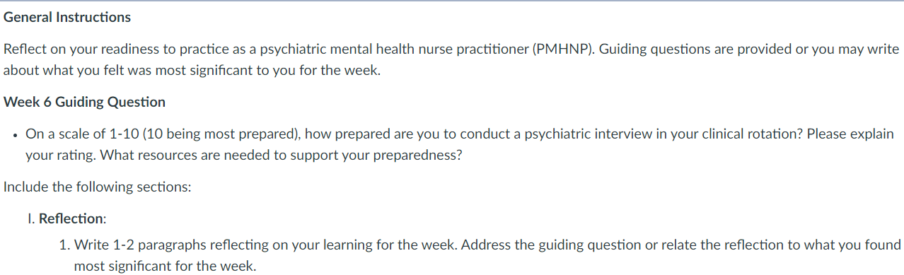 NR548 Week 6 Reflection on Learning