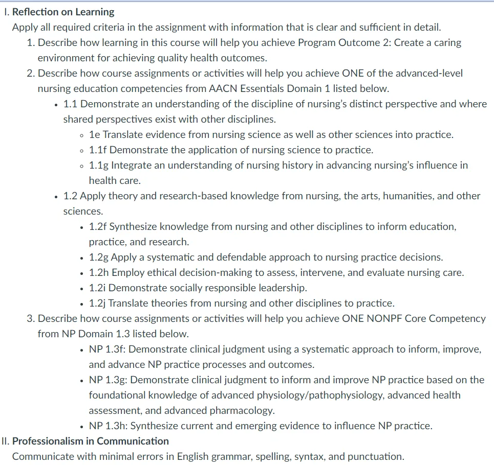 NR548 Week 8 Reflection on Learning