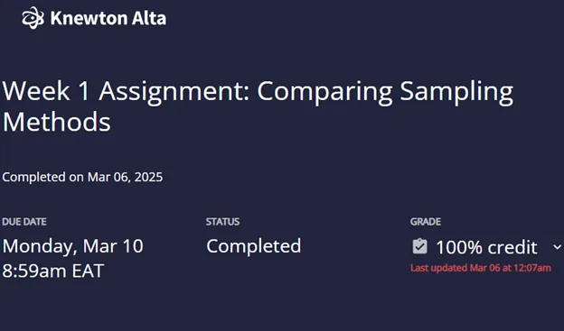 MATH225N Week 1: Comparing Sampling Methods