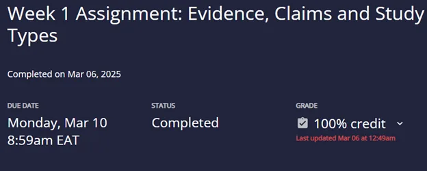 MATH225N Week 1: Evidence, Claims, and Study Types