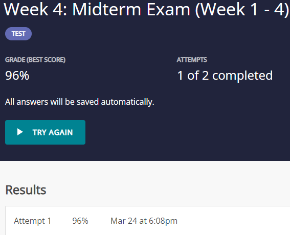 Midterm Exam Weeks 1–4