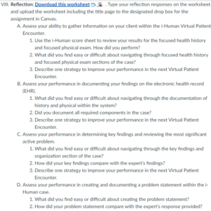 Week 2: i-Human Virtual Patient Encounter Practice Case and Self-Assessment