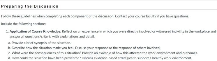 NR581NP Week 7 Discussion Incivility in the Workplace