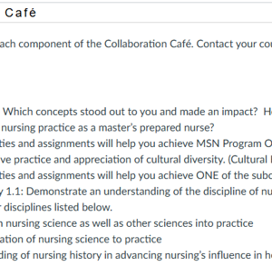 NR581NP Week 8 Collaboration Café Reflection on Learning