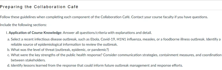 NR586NP Week 4 Collaboration Cafe: Infectious Disease Outbreak