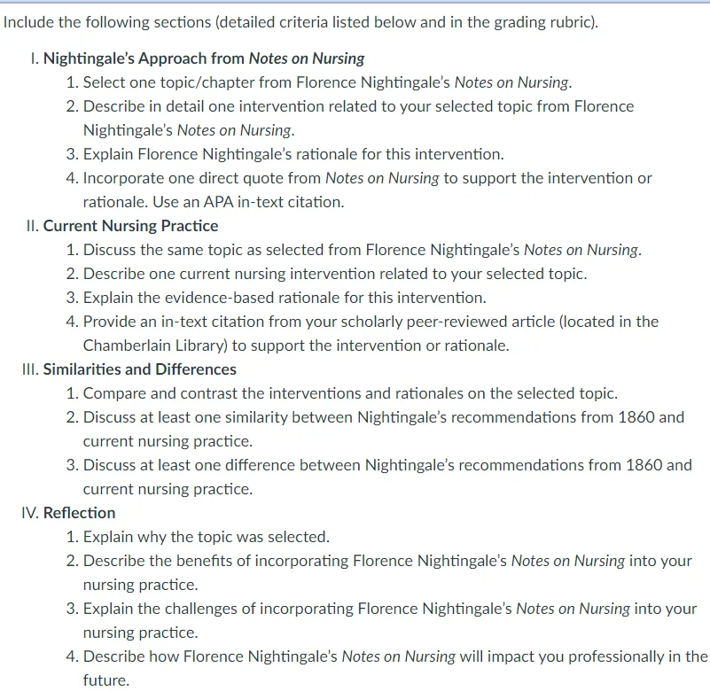 NR393 Week 2 Assignment: Lessons from Nightingale's Notes on Nursing