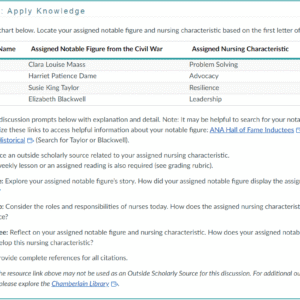 NR393 Week 3 Discussion Historical Figures and Their Nursing Characteristics