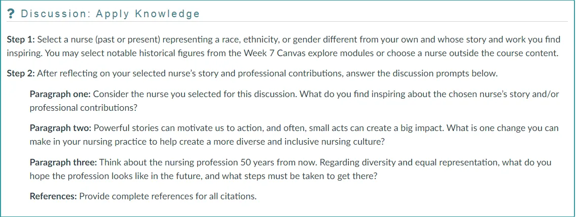 NR393 Week 7 Discussion: Valuing Diversity and Striving for Equality