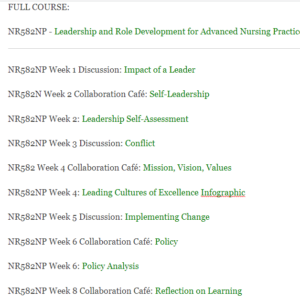 NR582NP - Leadership and Role Development for Advanced Nursing Practice