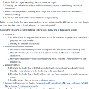 NR582NP Week 2: Leadership Self-Assessment