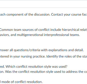 NR582NP Week 3 Discussion: Conflict